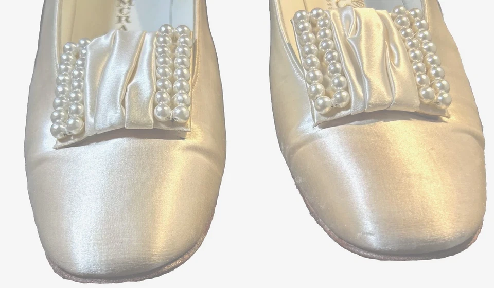 Zapatos de Boda Antiguos Blancos Talla 7B Diseñador Thayer McNeil Hechos a Mano 1918 Foto 3 de 4