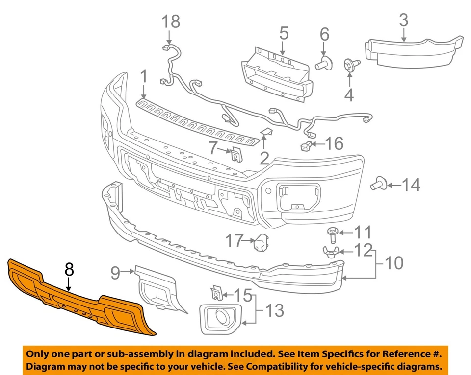 GMC SIERRA 2500HD 3500HD CHROME FRONT BUMPER SKID PLATE 2015-2019 NEW  23178964 - Image 2 of 3