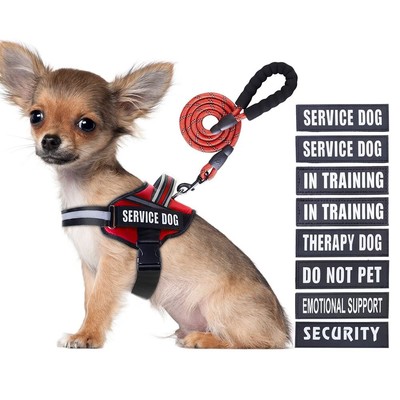 Service Dog Vest Harness and Leash Set, in Training Dog Harness with 10 Dog P...