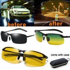 Night Driving Sunlasses HD Anti Glare Vision Polarized Green Yellow Lens Tinted