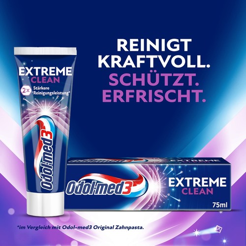 Odol-med3 Extreme Clean Zahnpasta mit doppelter Reinigungsleistung an schwer ... - Bild 2 von 9