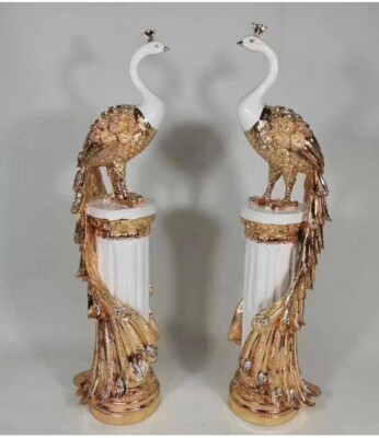2er Set Italienisch Pfau Paar Ständer Romany Diamant Geschenk Regal Sitter Luxus