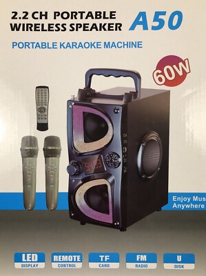 2.2 Kanal Tragbare Bluetooth Karaoke Maschine mit FM Radio und Fernbedienung Brandneu