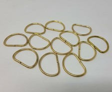 Lot of 12 Gold Brass Metal Dee Shaped Unwelded Craft Belt Rings 1 Inch 1"
