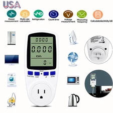 LCD Power Meter Consumption Energy Analyzer Watt Amps Volt Electricity Monitor
