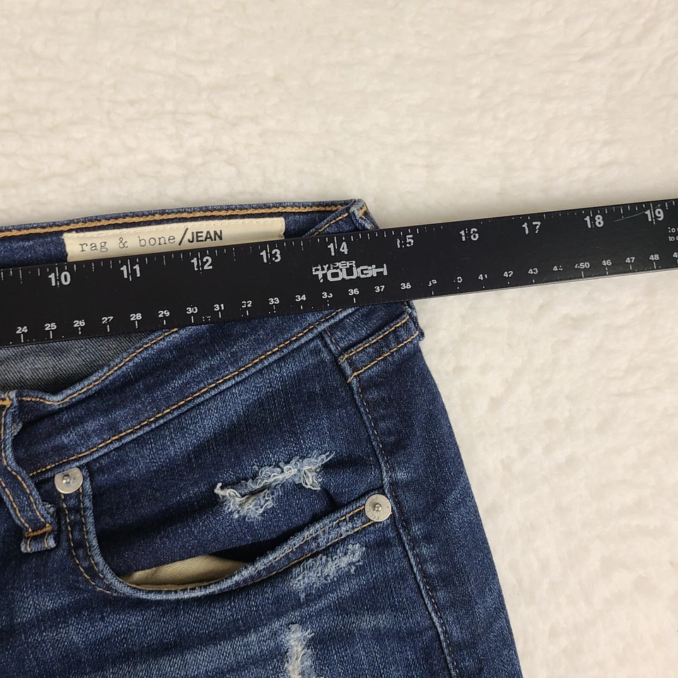 Rag Bone Jeans Womens 27 Blue Collette Capri Distress Dark Wash Denim * - Image 4 of 4