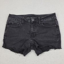 Rue 21 Mid Rise Jegging Cut Off Shorts Womens 6 Black Stretch Denim Shorts
