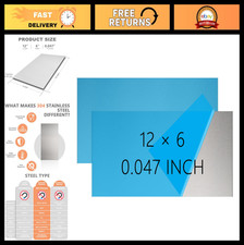 2 Pack 12"x6" Stainless Steel Sheets, Food Grade Metal Plate for DIY  Crafts, C