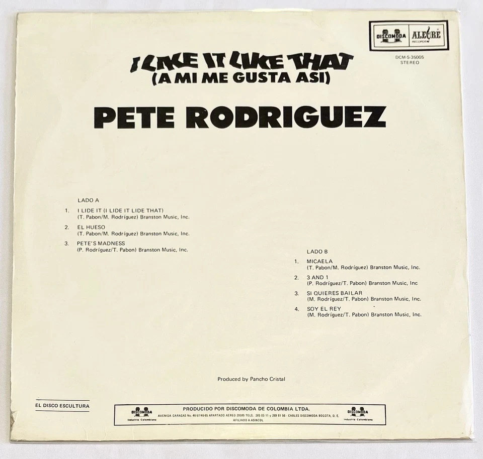 Pete Rodriguez ‎– I Like It Like That - Salsa Guaguanco Descarga - Alegre 1974 - Image 2 of 4