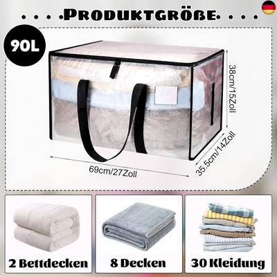 6 Große Transparente Aufbewahrungsbeutel (90x120 Cm) Mit Kabelbindern – Staubdicht & Wiederverwendbar