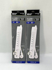 2 Pack Commercial Electric 7-Outlet Surge Protector 6ft USB USB-C White