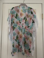 Miken Swim Womens Multicolor Floral Lace Cover Up Regular Size M
