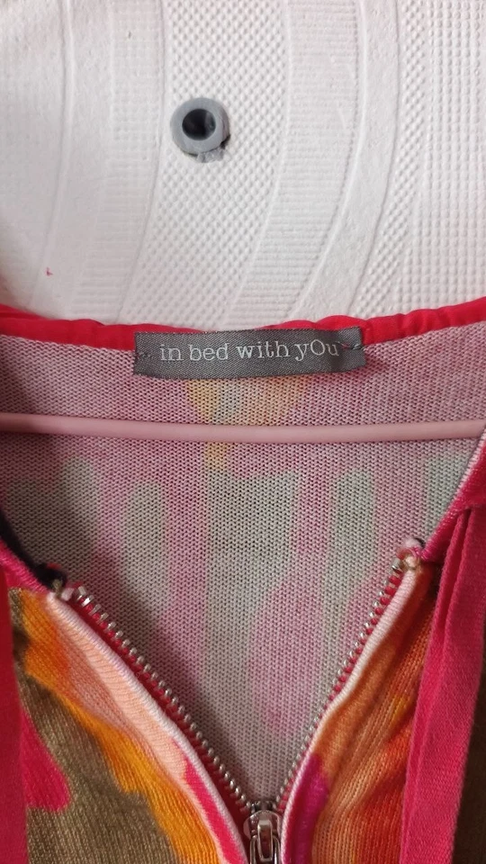 Женская толстовка с капюшоном на молнии в постели с абстрактным многоцветным принтом хиппи размер L - Изображение 2 из 4