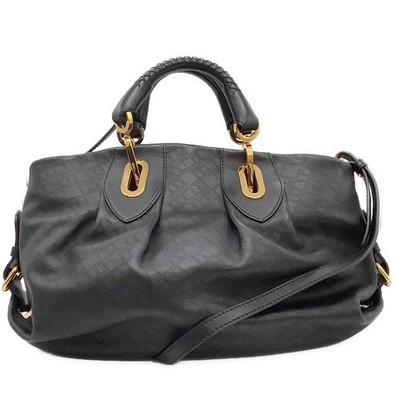 BALLY 2-Way Boston Bag Schwarz Perforiertes Leder Herren/Damen