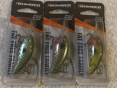 (LOT OF 3) BOMBER FAT FREE FAMILY GUPPY CRANKBAIT 3/8oz. MULTIPLE COLORS NIP