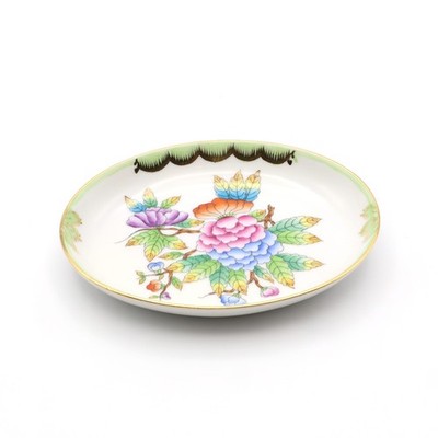 Herend Victoria Pattern Trinket Tray - Oval Shape - Porcelain Dish - Hand Painte