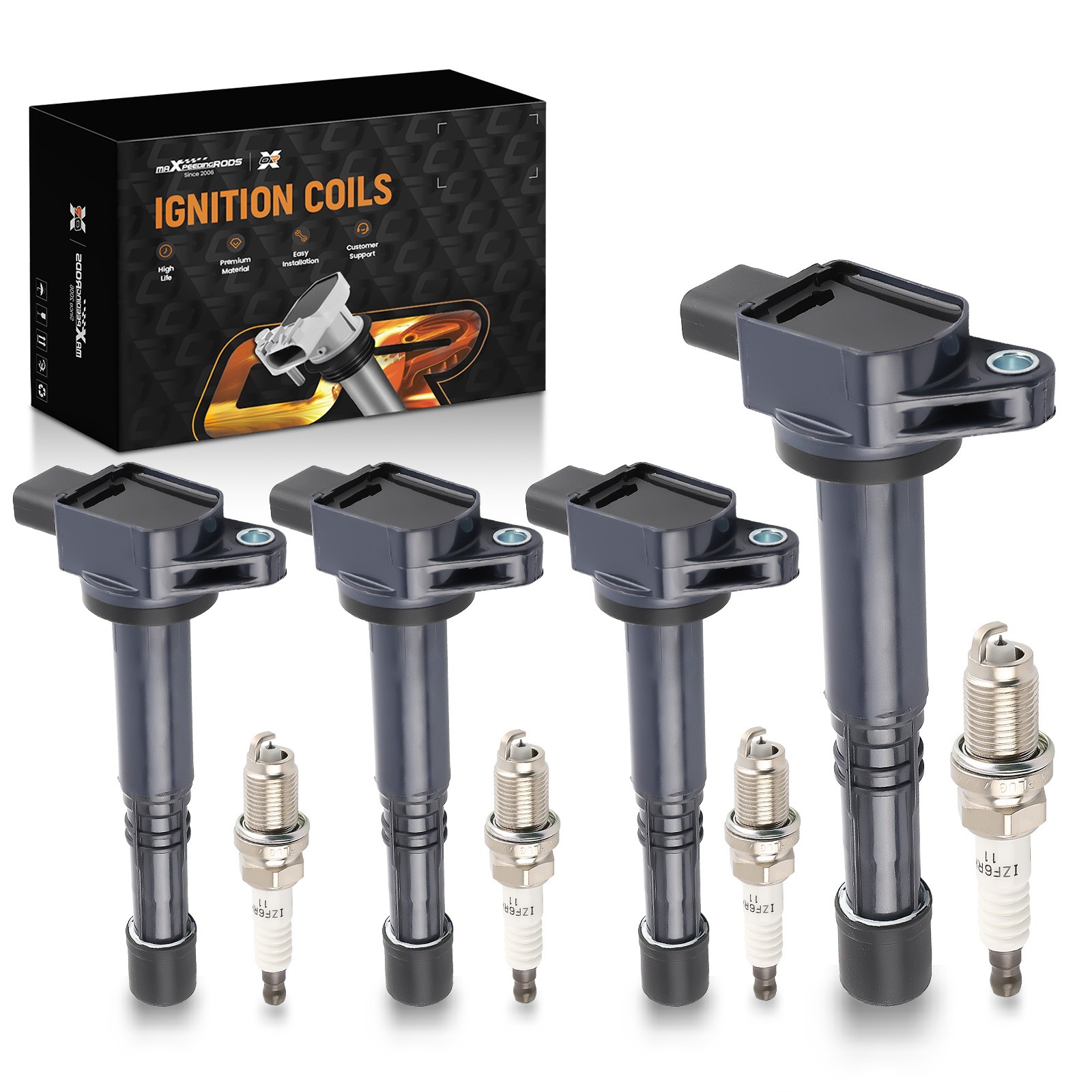 4PCS Ignition Coils  Spark Plugs for Honda Civic 2.0L 2002-2005 Accord 2.4L