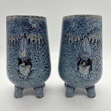2 Artisan ceramic pottery handmade face Unique Quirky vases/cups