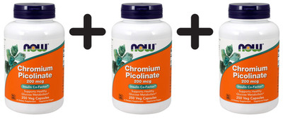 3 x NOW Foods Chromium Picolinate, 200mcg - 250 caps (53,32 EUR/kg)