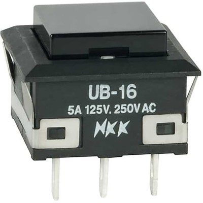 1Pc NKK SWITCHES OF AMERICA UB16KKW01N-A Switch,P/B,SPDT,ON-ON,Square,Snap-