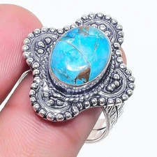 Copper Turquoise Gemstone Handmade 925 Sterling Silver All Size Ring For Gift