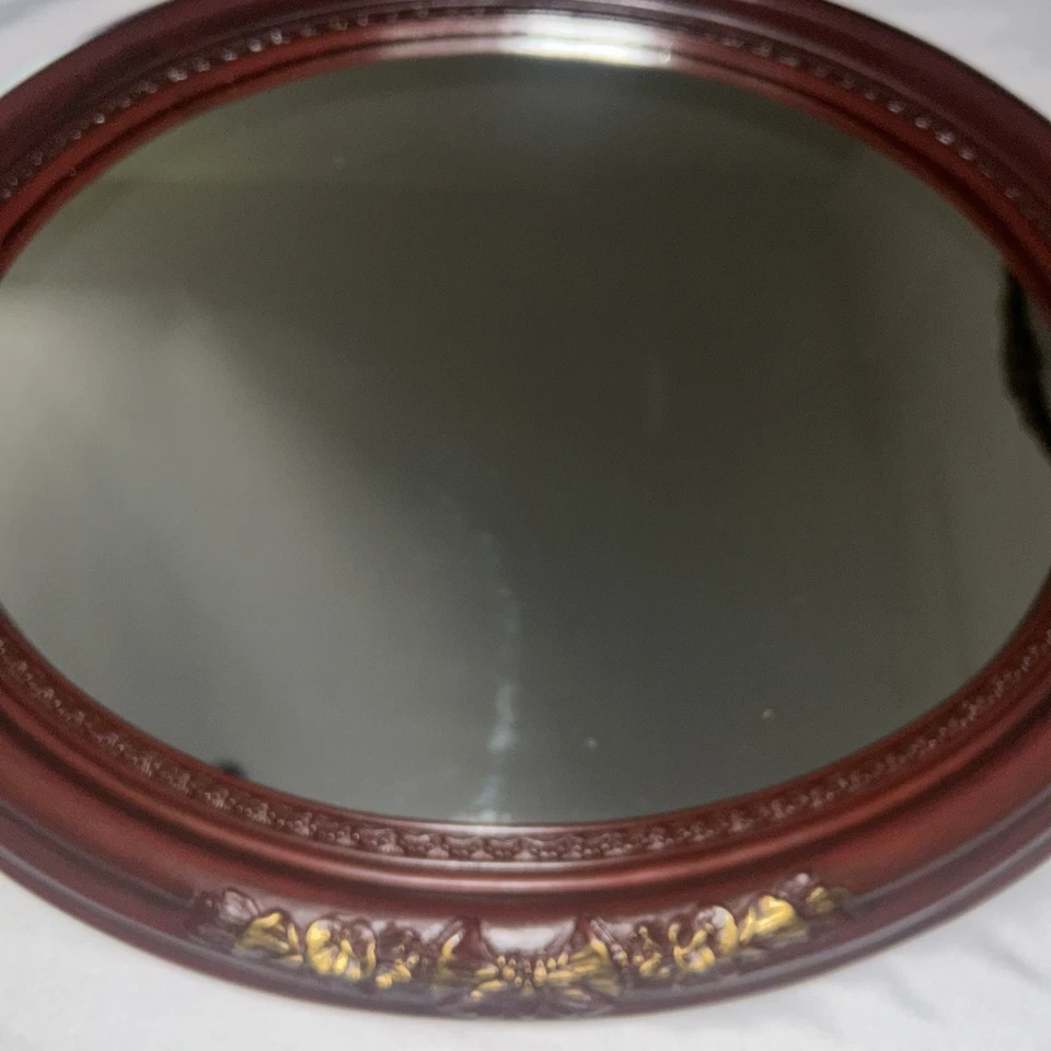 Vintage Oval Victorian Style Mirror Wall Accent Decoration Plastic Frame 17”x15” - Image 4 of 4