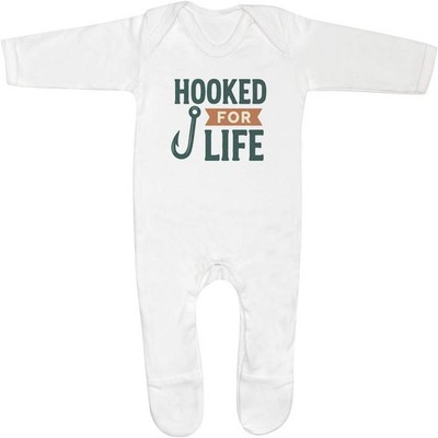 'Fishing Hooked For Life' Baby Romper Jumpsuits / Sleep suits (SS055501)