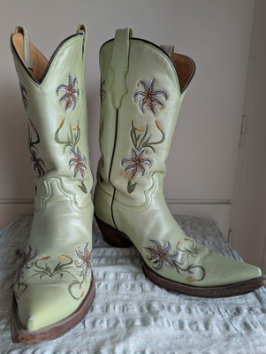 CORRAL GREEN METALLIC COWBOY BOOTS US9,UK7,EU40