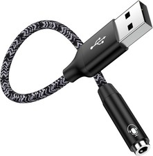 USB to 3.5mm Audio Adapter, AUX to USB Headphone Adapter, USBA to Headset Jack A
