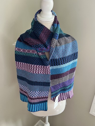 Solmate Socks Raspberry Knit Scarf - NWT Upcycled Cotton Multi-Pattern Wrap