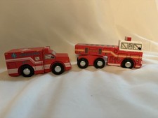 Fire Truck  Ambulance - Wooden Railway Emergency Road Vehicles Lot of 2