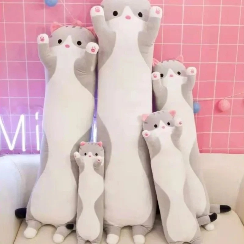 Linda almohada larga de felpa para gato - juguete suave de peluche, regalo de cumpleaños para niños Foto 2 de 4