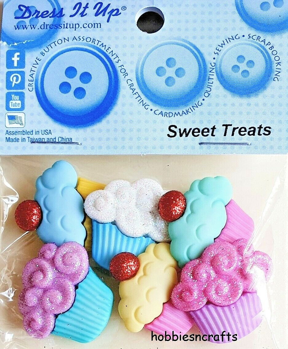 SWEET TREATS 9553 Dress It Up Novelty Glitter Cake Buttons Crafts Cakes