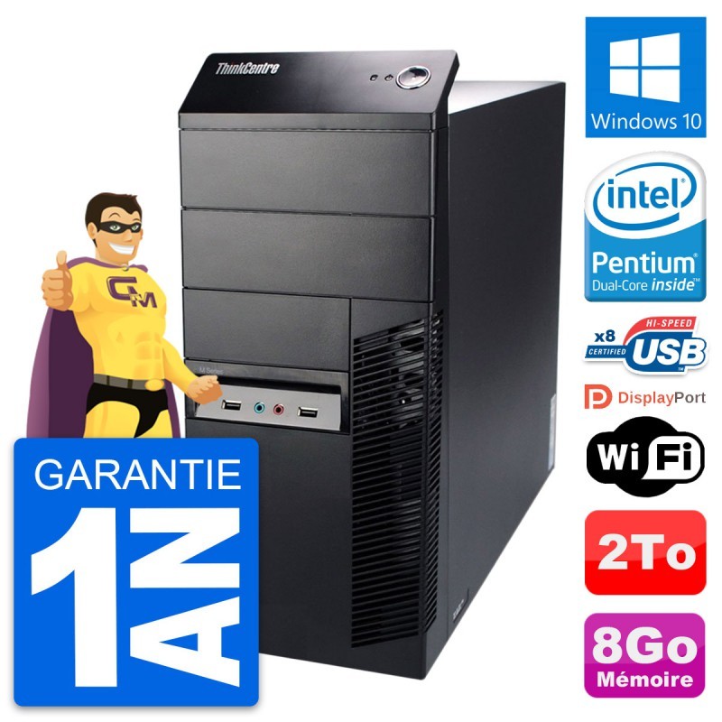 PC Tour Lenovo ThinkCentre M91p Intel G630 RAM 8Go Disque 2To Windows 10 Wifi