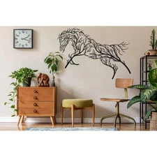 Tree Horse Metal Wall Decor for Home and Outside