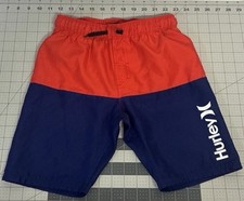 Hurley Swim Trunks Size S Small Child w/Tie Strings; Red, White Blue Pocket