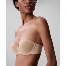 NWT Calvin Klein Women's Perfectly Fit Push-Up Strapless Bra QF5677 Nude 36C
