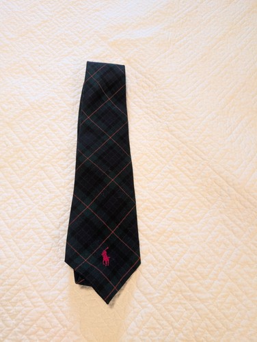 Vtg Ralph Lauren Polo 100% wool Tartan Plaid Neck Tie Hand Made Usa