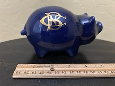 Glossy Blue Gold Color Ceramic Piggy Bank