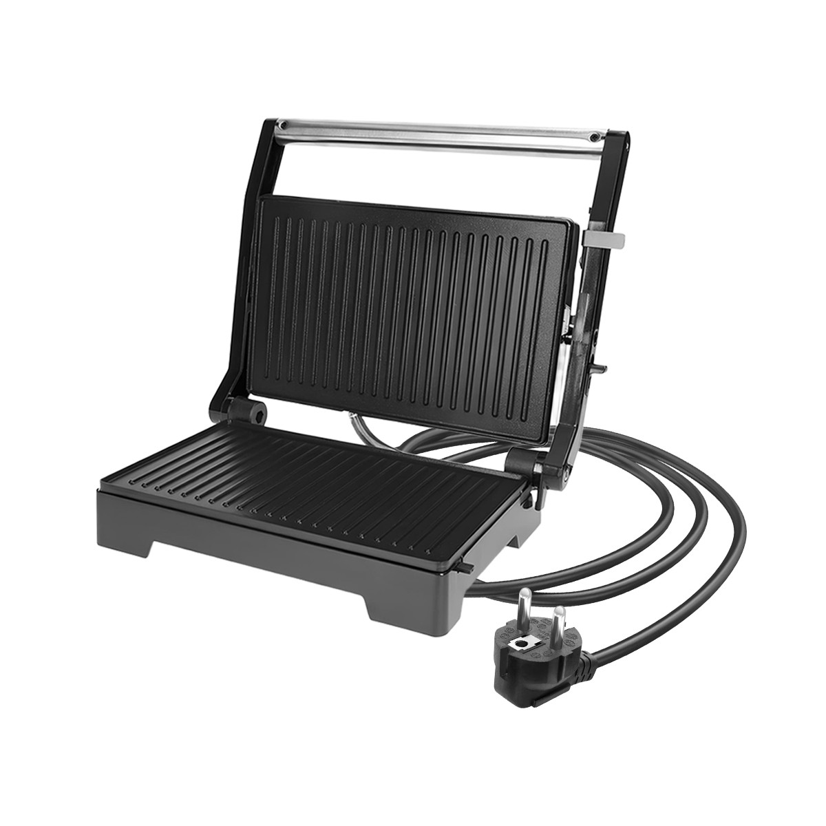 Gril à panini noir antiadhésif avec sécurité anti-surchauffe XL