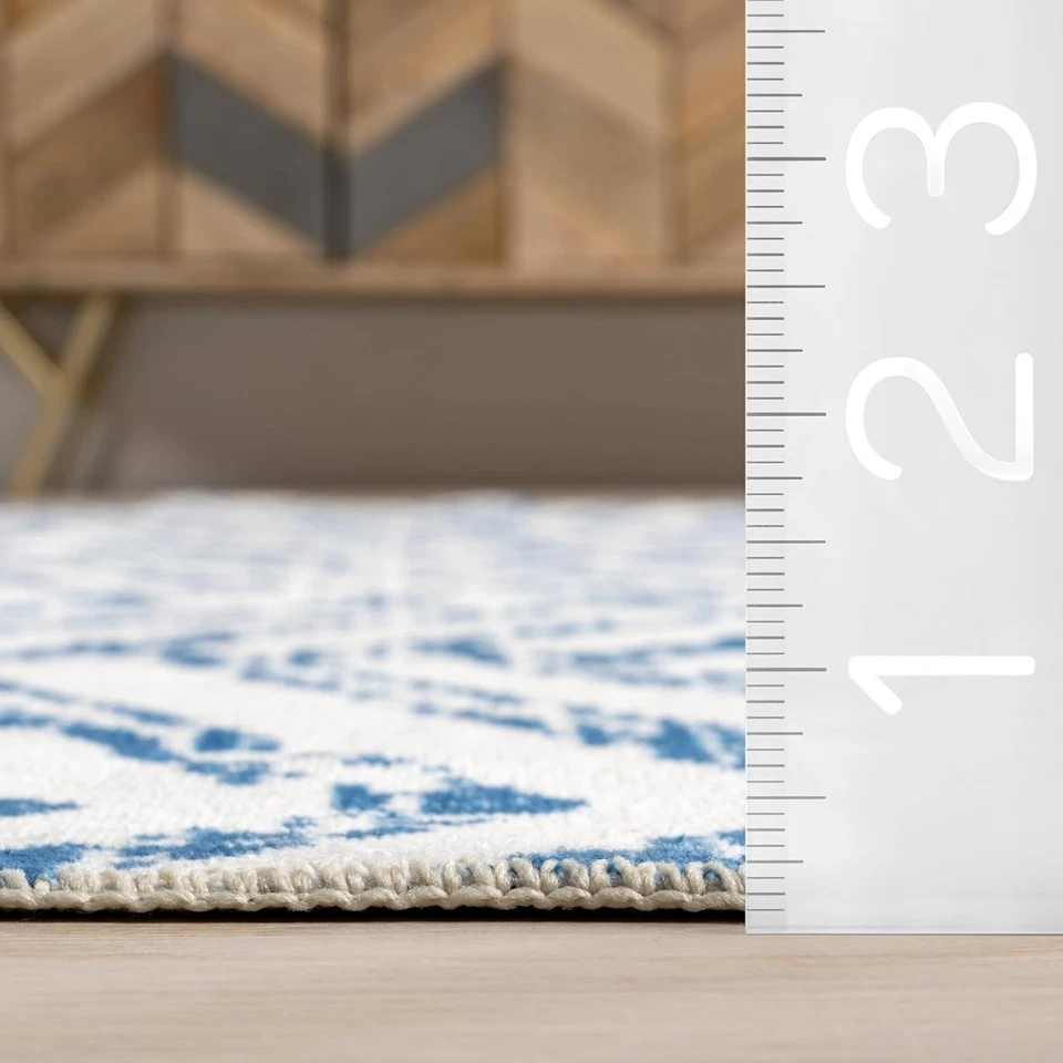 Area Rug, 2.6' x 12', Rosanne Blue Washable Runner Rug, Hallway Rug nuLOOM BIRV - Image 2 of 4