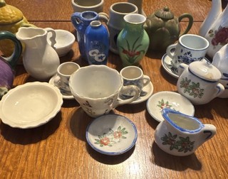 Juego de té y jarrones de cerámica pintados a mano H. Kato 1:12 lote tetera tazas platillos