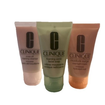 Clinique Skincare Trio Set Foaming Cleanser Foaming Soap and Overnight Mask