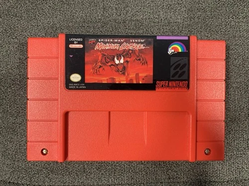 Spider-Man Venom Maximum Carnage, SNES, Rare Red Cart, Amazing!