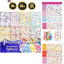 Princess Tattoos Kids, 40 Sheets Cartoon Tattoos Party Favor Set for Girls Bo...