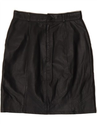 ECHTES LEDER Womens High Waist Leather Skirt IT 36 XS W25  Black Leather KL10