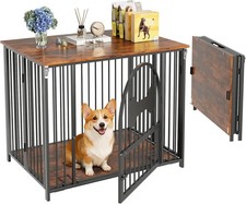 HavenlyYouth 31.5 in Foldable Dog Crate Furniture, Modern Side End Table Style
