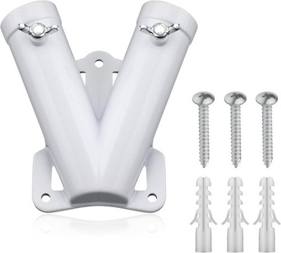 Double Flag Pole Bracket Holder, V Shape Sturdy Aluminum Alloy Flagpole Wall ...