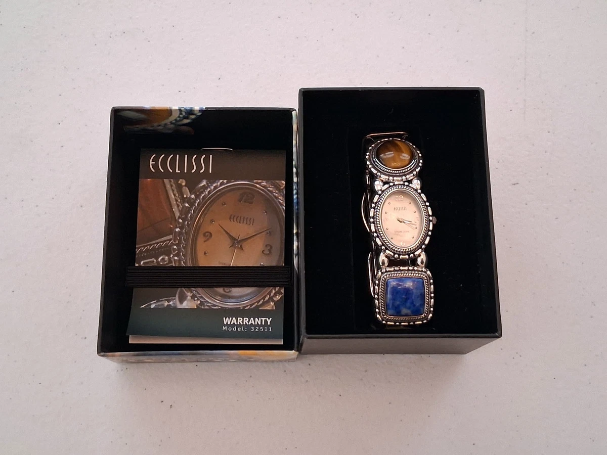Vintage ecclissi 925 sterling silver oval watch NEW BATTERY Ecclissi Sterling Silver Watch MOP Dial, Cranberry Band  main image 3