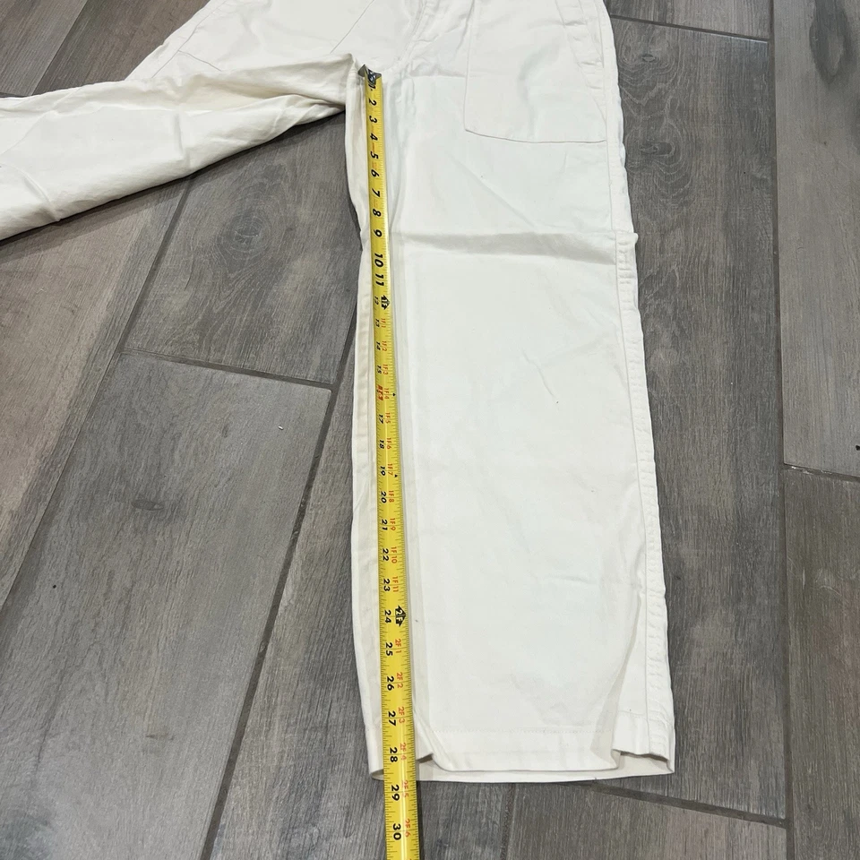 优衣库奶油色白色前口袋100%纯棉阔腿裤女式美国6号 — 第 4/4 张图片